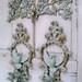 Aqua vintage wall grouping with gold accents shabby chic wall decor Anita Spero