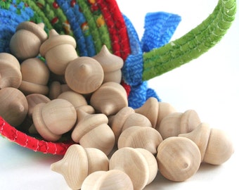 100 Wood Acorns | Unfinished Wooden Acorn for Waldorf Nature Table, Rustic Wedding Decor, Fall Decoration