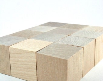 12 Unfinished Wood Blocks - 1.5 inches Wooden Blocks Cube for DIY Baby Blocks, Name Blocks, Baby Shower Games