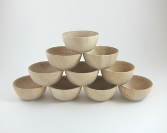10 Small Wood Bowls | Unfinished Wooden Ring Bowl - Ring Bearer Bowl - Montessori Waldorf Craft Supplies