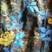 Embroidered Armyshirt / jacket w/ yellow-blue roses. Size M.