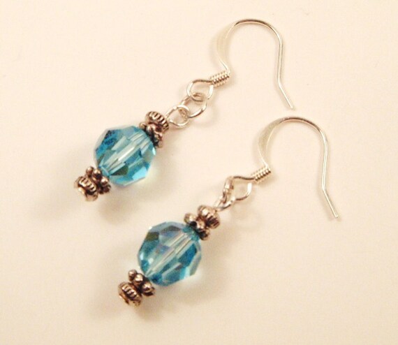 Items similar to Aquamarine Crystal Earrings on Etsy