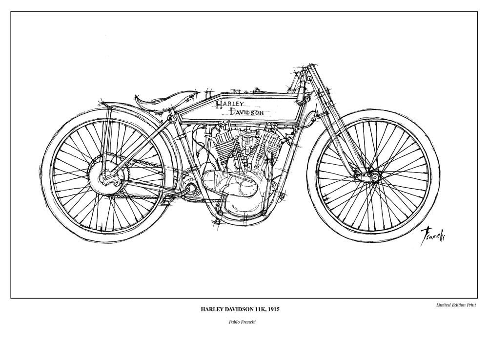 Vintage Motorcycle Drawing