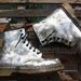 Doc Dr. Dr Martens Metallic Holographic Silver Patent Leather Design Boots Womens 8 7.5 Mens 6 5.5