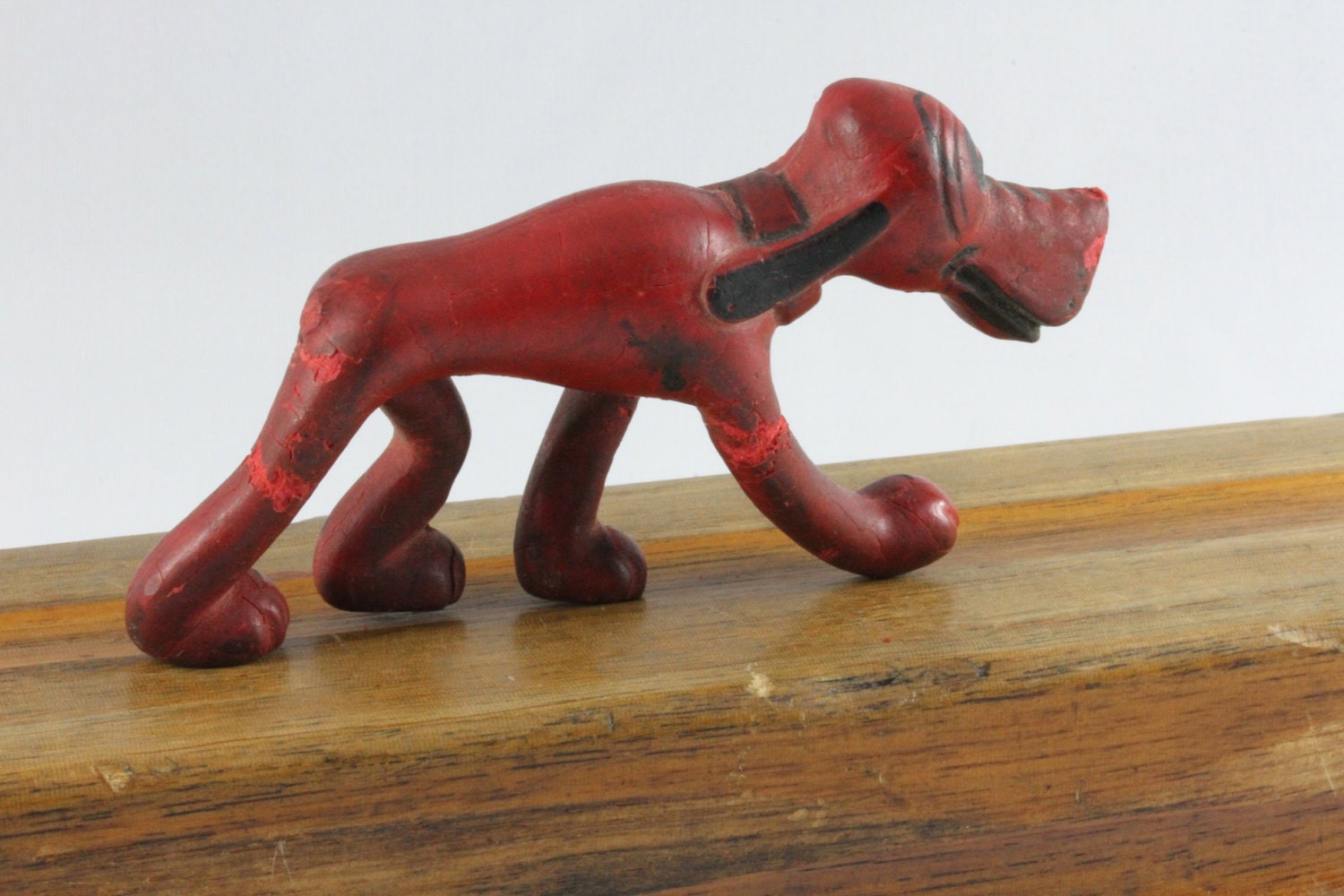 Red Rubber Standing Disney Character Pluto Dog Figurine