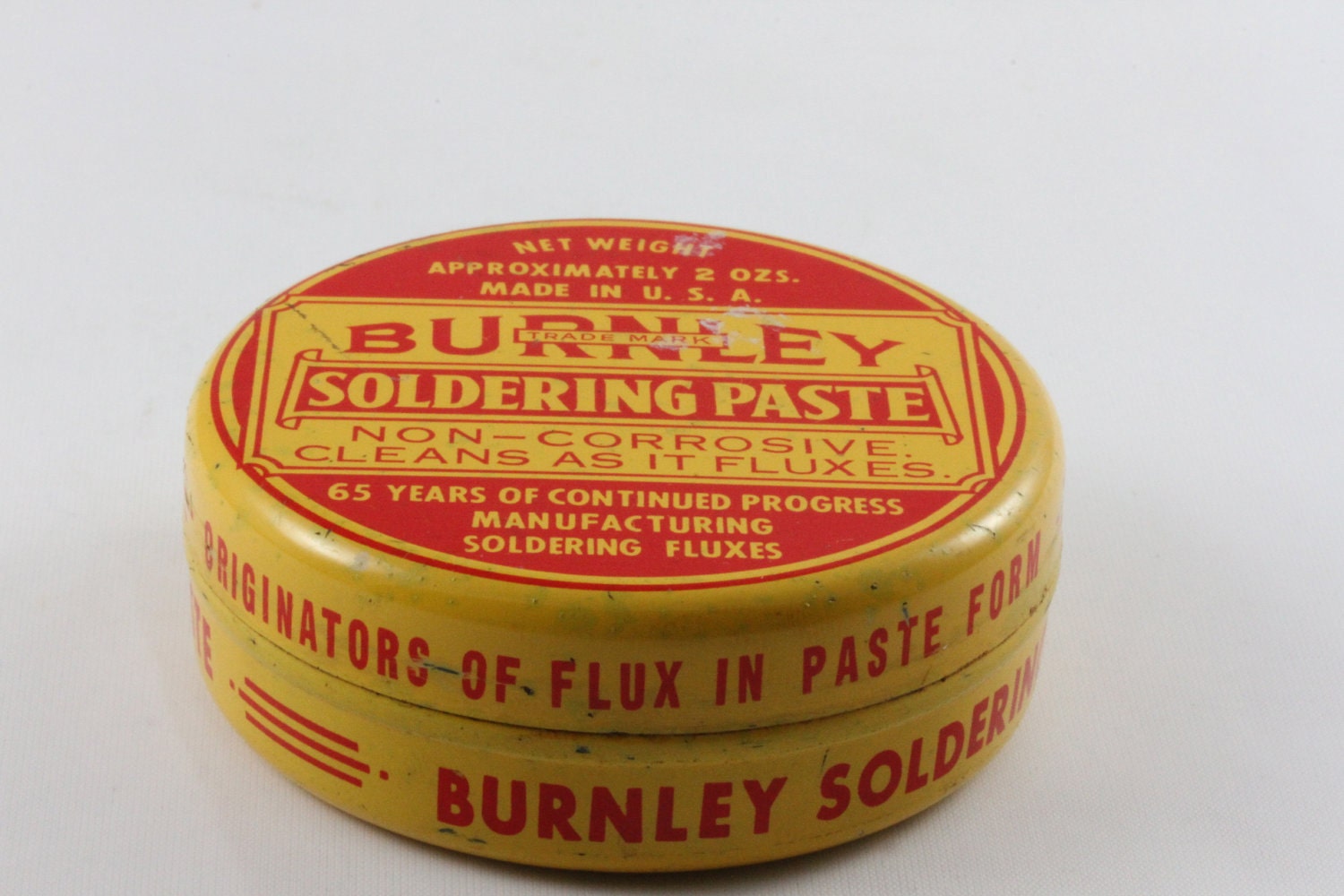 Red And Yellow Vintage Burnley Soldering Flux Paste Vintage