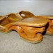 SALE - Wooden 1950s Lion Head Carved Wedge Mules - Shoes - SZ 8