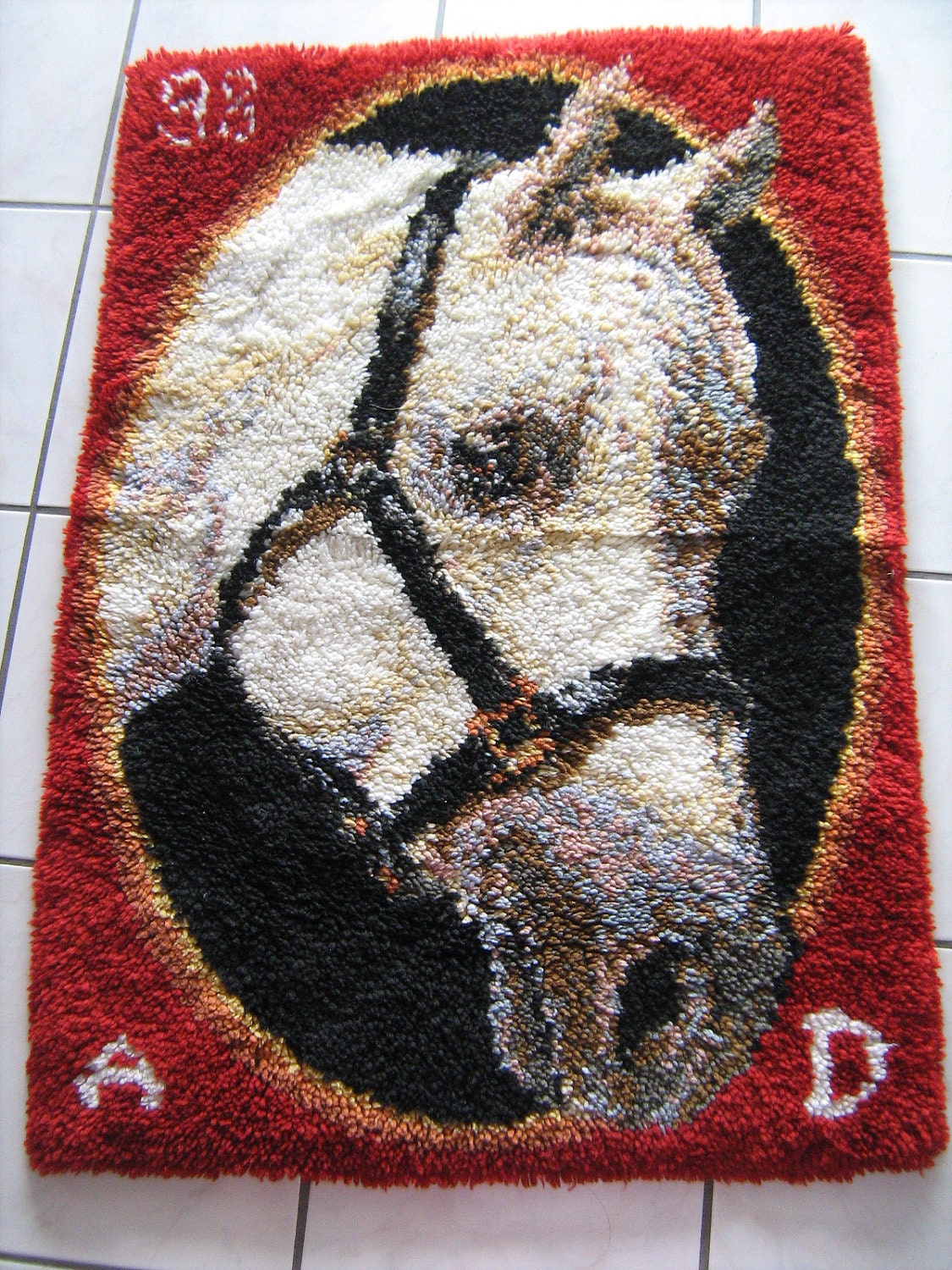 LATCH HOOK RUG large horse head mat carpet rug handmade