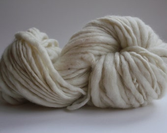 Ivory Hand Spun, Hand Dyed Thick and Thin Super Bulky Wool Yarn