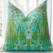 Decorative Pillow Cover - 20x20 Aqua Teal Green Citrine Blue Trellis Ikat Pillow Cover - Throw Pillow
