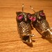 hand made owl silver earing ruby stones