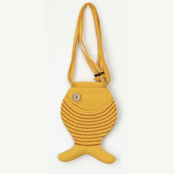 Fish Purse Fish Bag Yellow Bright Cute Purse Hipster by Marewo