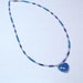 Handmade Beaded Necklace in Seed Beads with Mellifiori Glass Heart in Bold Blue