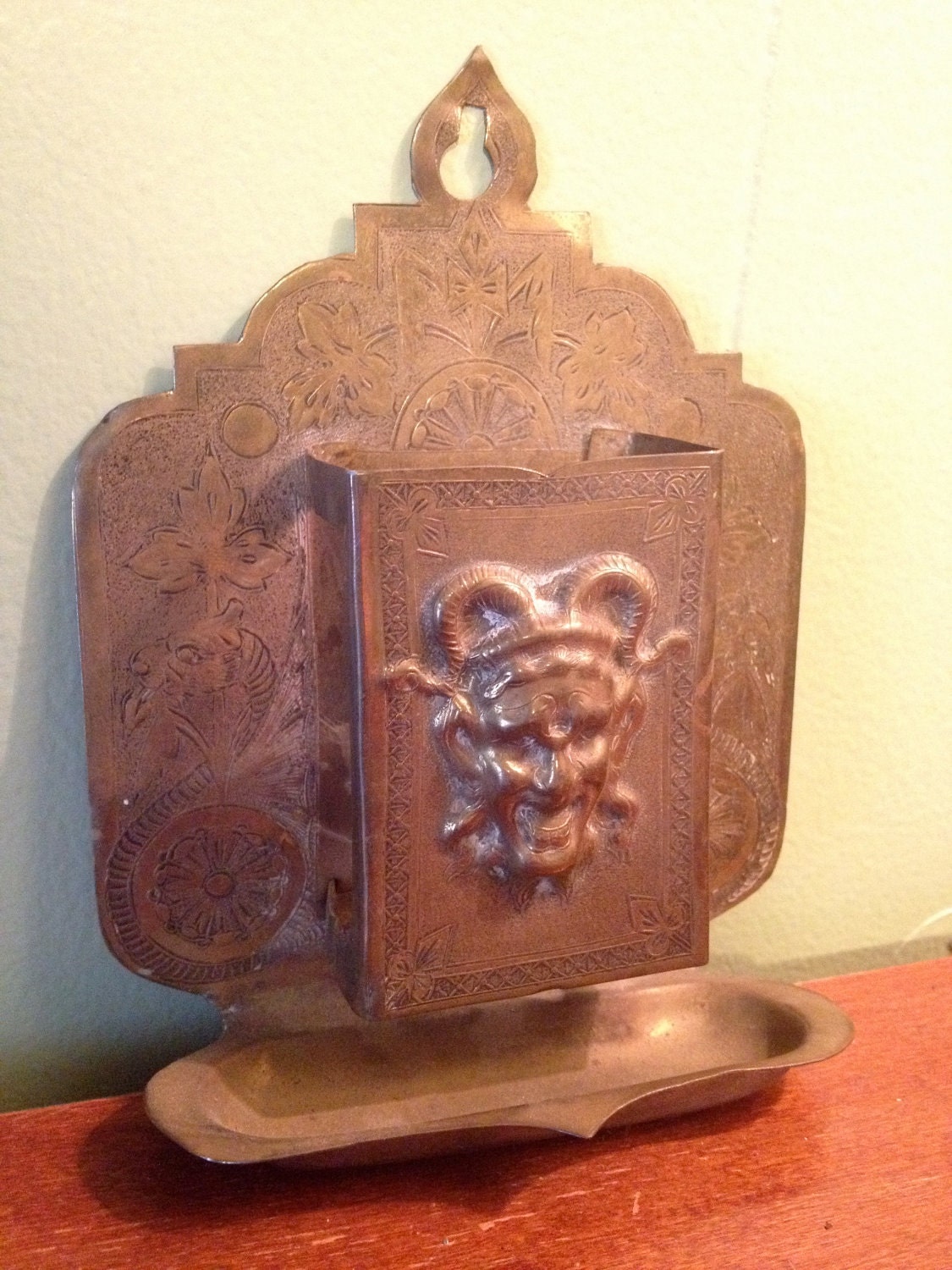 Antique Brass Match Holder