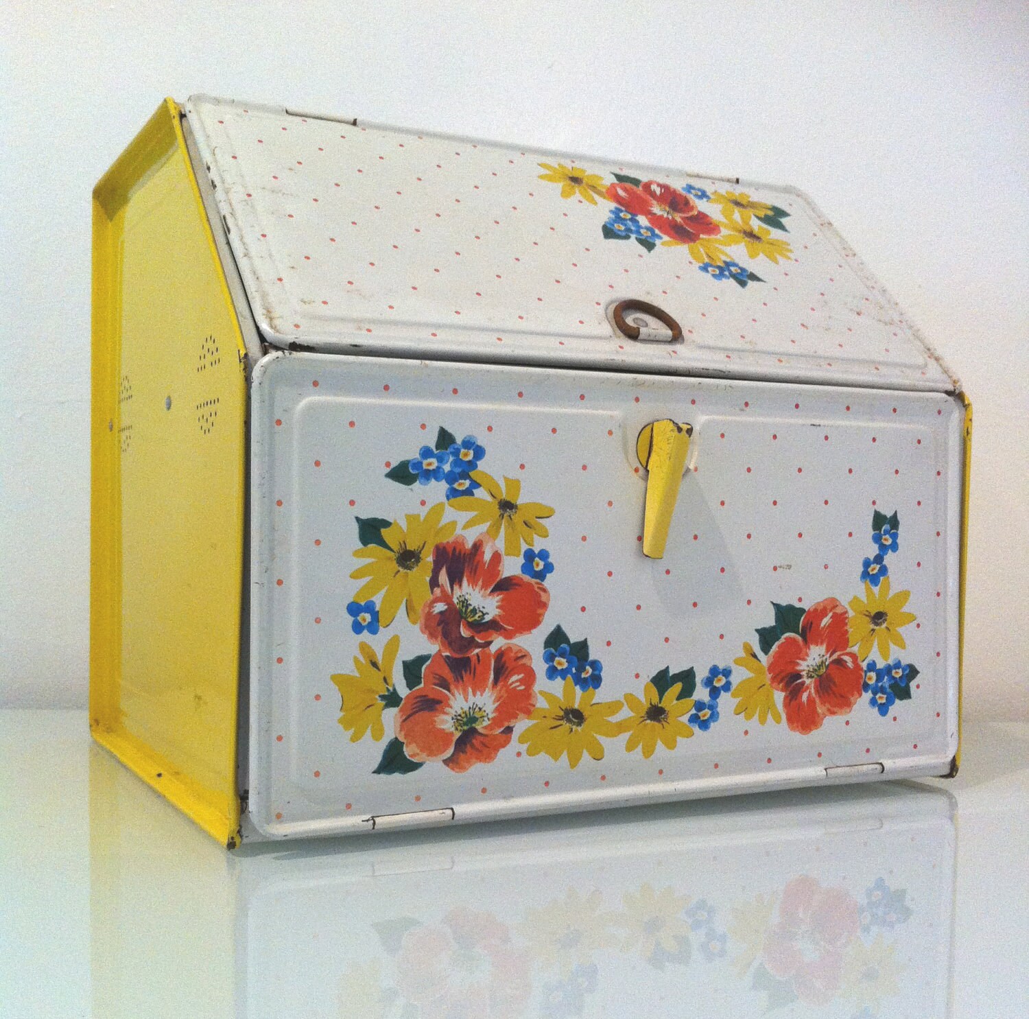 Vintage Yellow Bread Box
