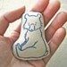 MINIATURE DOLL /SOFTIE - hand lino printed, sitting bear cub (Blue)