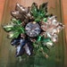 Vintage Maple Leaf Brooch / Maple Leaf Jewelry / Green Glass Leaves / Blue Glass Leaves TREASURY ITEM