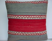 MODERN Bohemian Home Decor,Turkish Kilim Pillow Cover  16" X 16",Tribal Pillow,Vintage Kilim Pillow, Kilim Embroidery Pillow,Throw Pillow