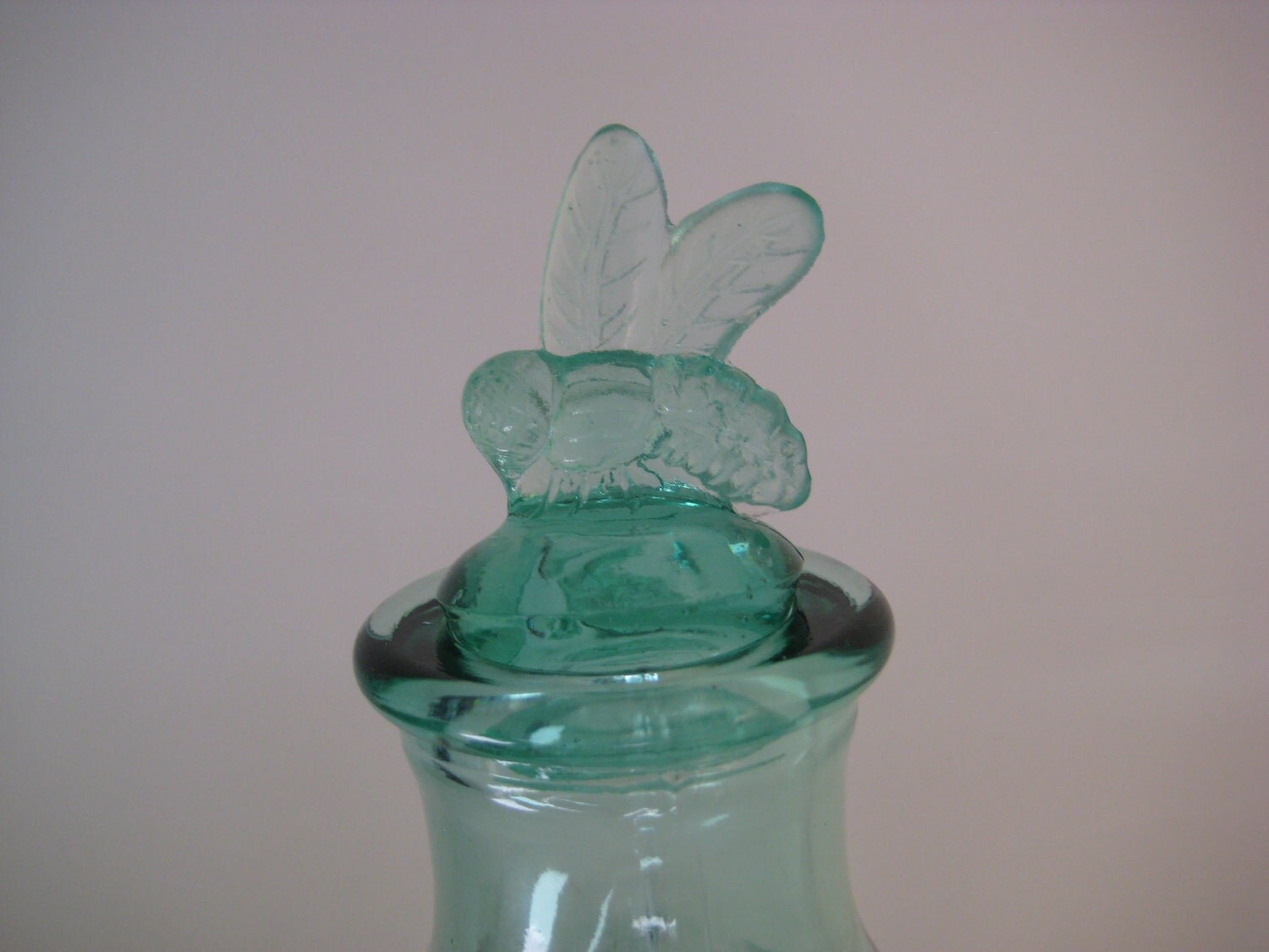 SALE// Primitive bee trap green glass