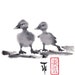 Original Art painting - Japanese sumi-e drawing - Wall decor "2 duckling friends" from AnimaAllegra - bamboo brash on rice paper