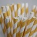 50 lemon Yellow Striped Paper Straws and Printable Flag Toppers