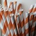 25 Peach Orange Striped Paper Straws and Printable Flag Toppers
