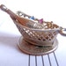 Vintage Sterling Silver Charm basket with Champagne & coloured stones