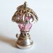 Vintage Sterling silver Charm decorative Oil Lamp with cranberry bead detail Pendant bracelet charm