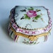 Vintage Limoges Porcelain Ceramic Pill box Hand painted Rose pink gold Little jewel casket box