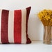 Red pillow cover - decorative throw pillow, accent pillow - cushion cover - pillow case - red beige bordeaux stripes 18 x 18 inche