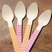 40 Pink Chevron Ice Cream Spoons and 50 assorted Pink Straws with Stripes and Polka Dots hot pink and light pink