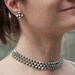 Vintage Diamond Cut Silver Tone Choker and Earring Set