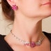 Vintage Ora Vintage Pink and Crystal Rhinestone Necklace and Earring Set