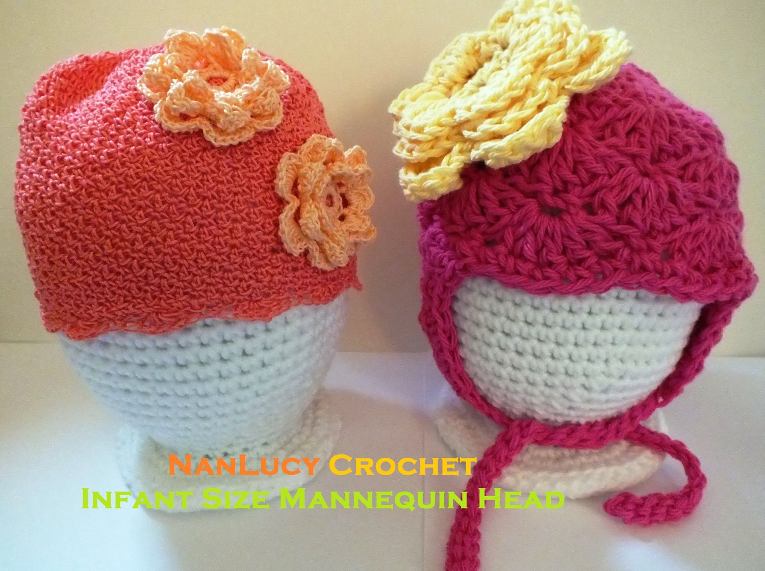 Infant Size Mannequin Head Hat Display crochet by ThornwoodDesigns