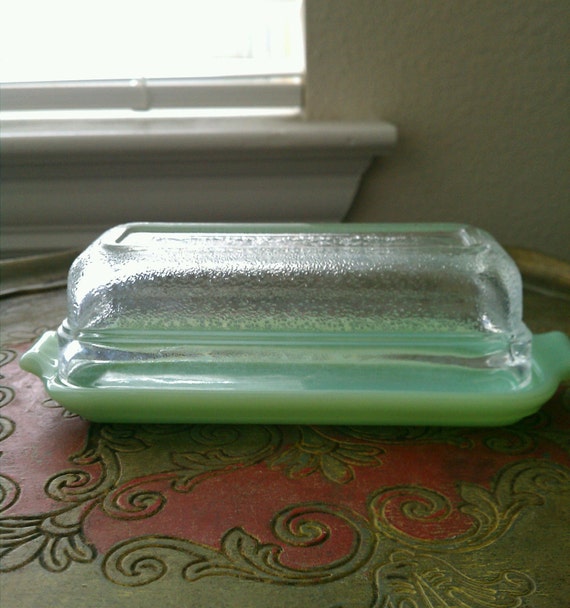 Vintage JaditeJadeite Fire King 1/4 Pound Butter Dish with