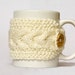 Mug Cozy, Hand Knitted Cup Cover, Cup Sleeve, Cream Cozy