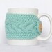 Knitted Mug Cozy, Mint Green Cup Cozy, cable design