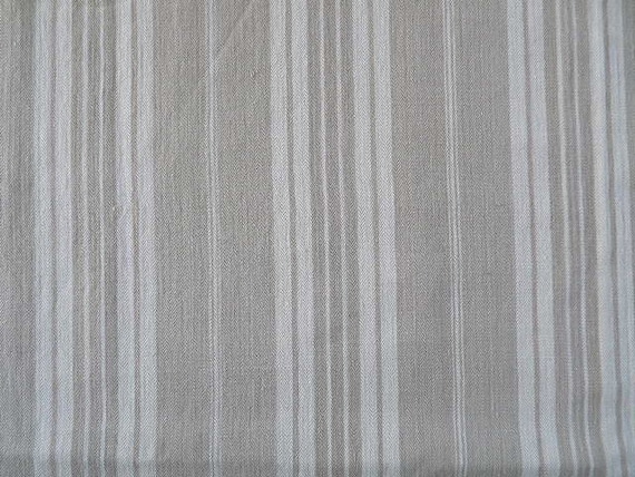 Vintage FRENCH TICKING FABRIC StripedGray and Off white