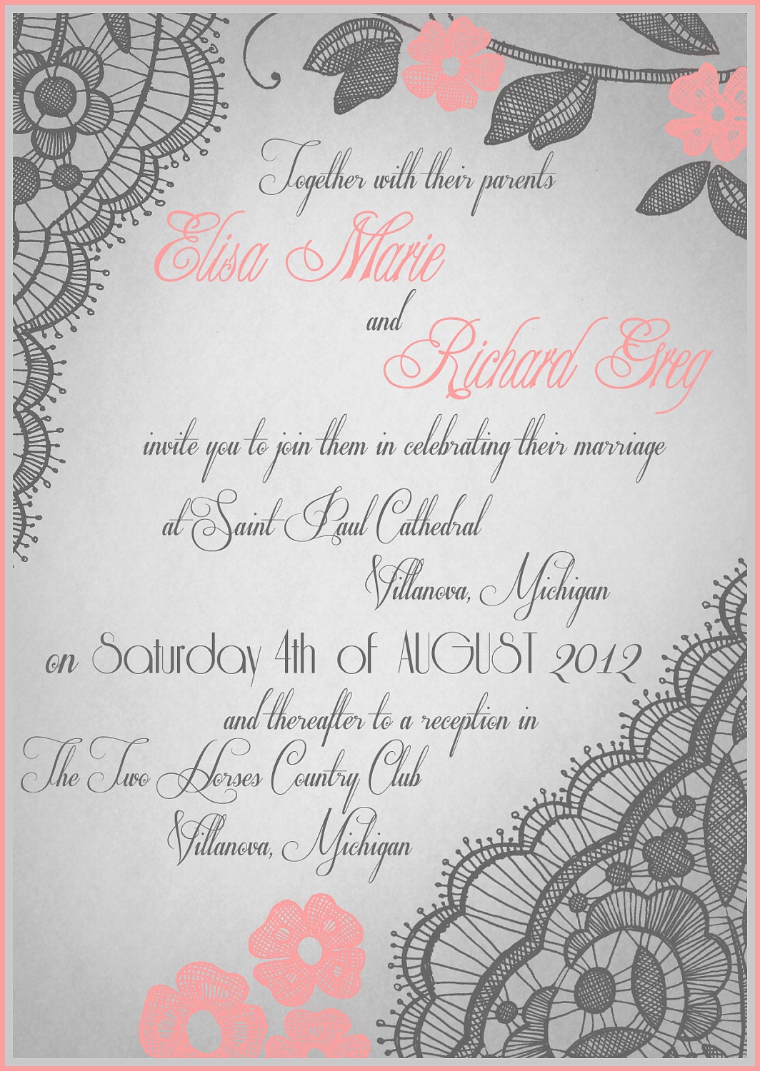 romantic wedding invitations suite lace wedding invitations sample ...