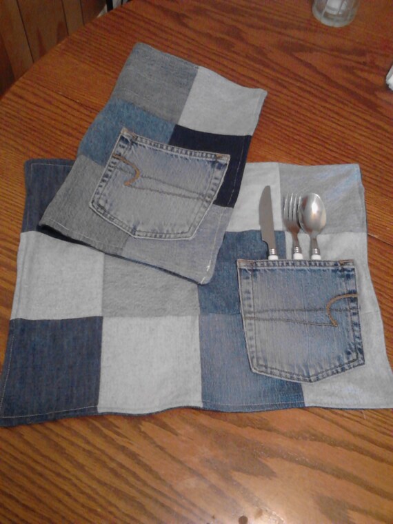 Upcycled Blue Jeans Denim Placemats