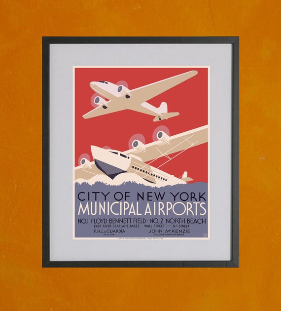 city of new york municipal airports poster