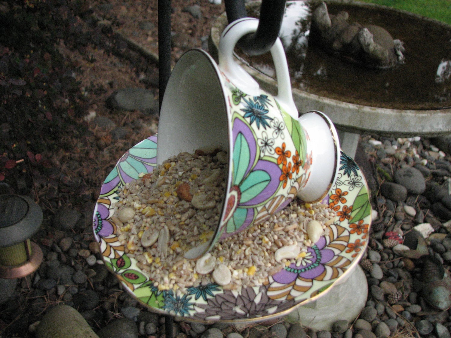 Tea Cup and Saucer Bird Feeder. by LovinTheWhimsy on Etsy