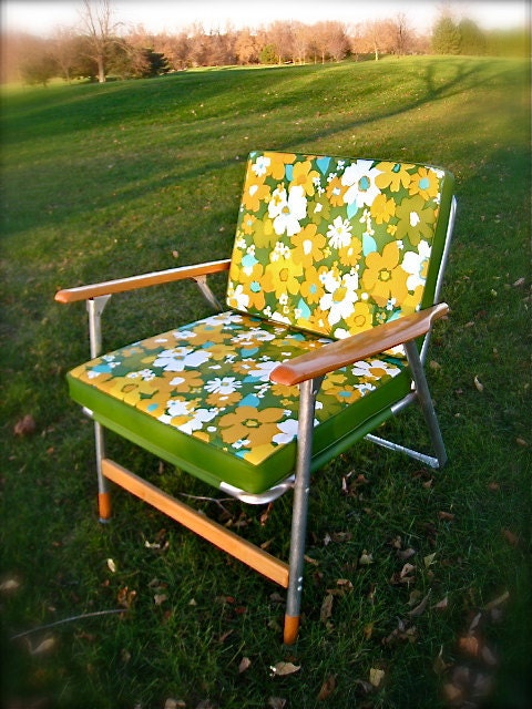 VINTAGE Lawn Chair Folding Chair Portable Beach Chair