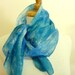 Hand Painted Silk. Nuno Felting or Applique. 19" x 33 1/2" or 49cm x 85cm. Singing the Blues