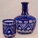 Vintage Bohemian Cut Glass Tumble Up Bedside Decanter Cobalt Blue