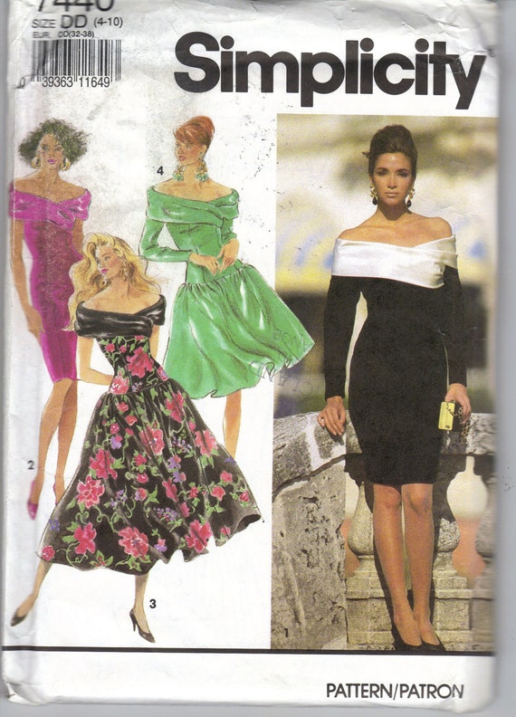 Vintage Simplicity Off The Shoulder Dress Pattern 7440