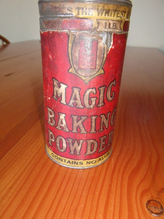 Vintage Magic Baking Powder Tin by AntiqueHunters on Etsy