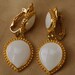 Trifari signed gold tone and enamel drop earrings