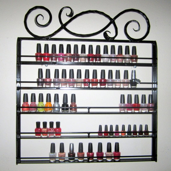 Items similar to Hanging Nail Polish Rack Wrought Iron Metal "Catch the