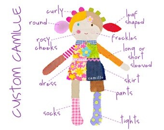 custom rag doll | custom doll | girl rag doll | camille custom cloth doll | personalized gift | keepsake doll | first doll